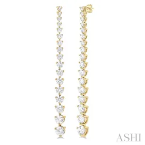3 ctw Round Cut Diamond Riviera Drop Earring in 14K Yellow Gold