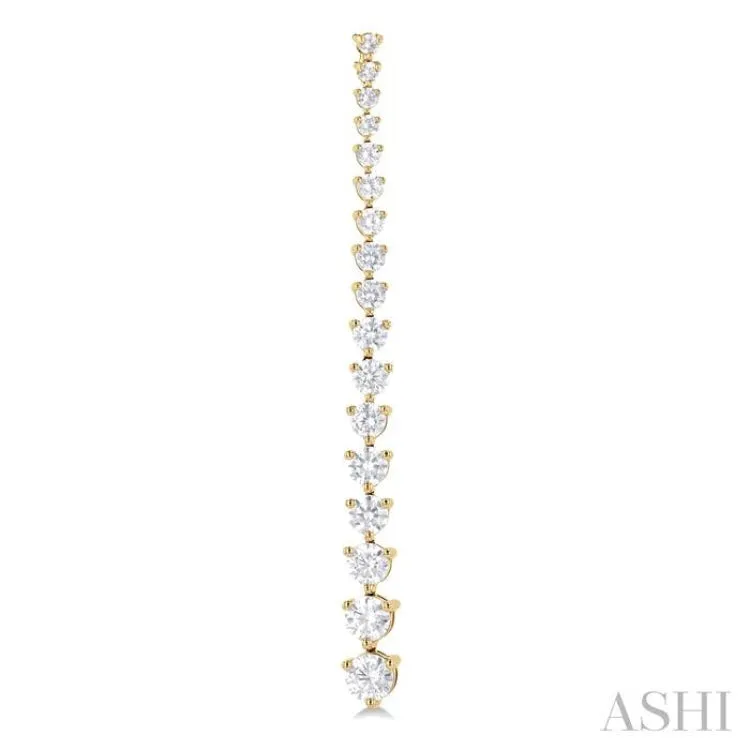 3 ctw Round Cut Diamond Riviera Drop Earring in 14K Yellow Gold