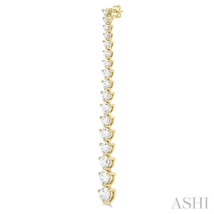 3 ctw Round Cut Diamond Riviera Drop Earring in 14K Yellow Gold
