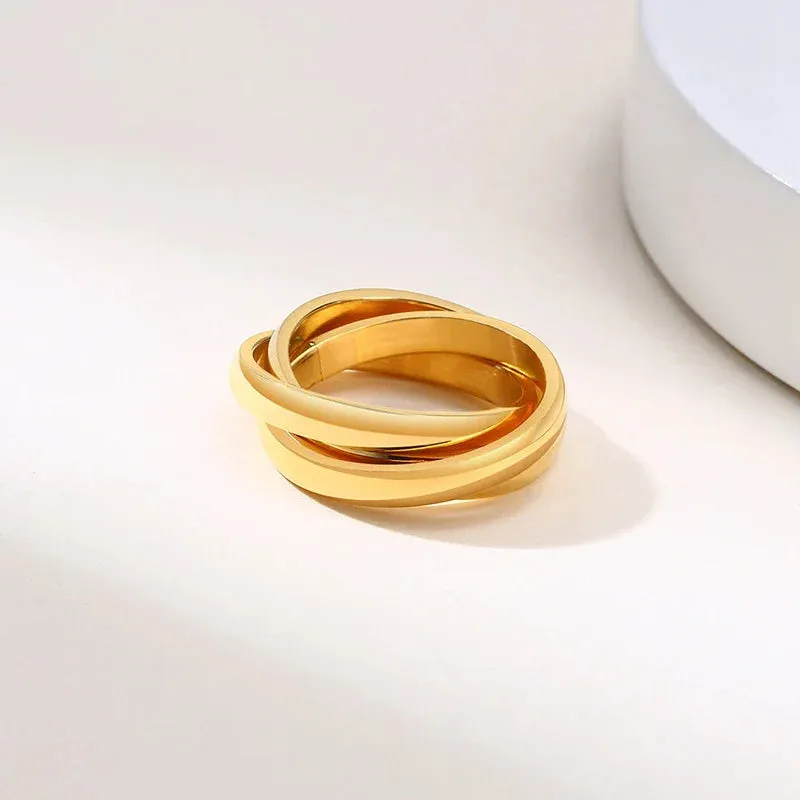 3 Rounds Love Ring Sets Women Stainless Steel Wedding Engagement Female Finger Jewelry