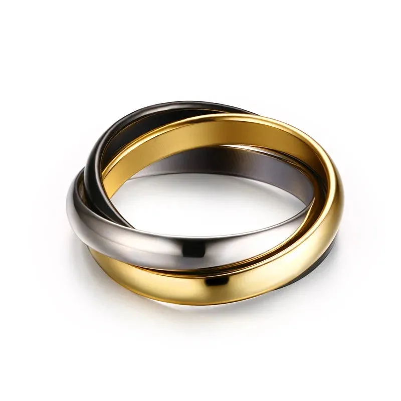 3 Rounds Love Ring Sets Women Stainless Steel Wedding Engagement Female Finger Jewelry