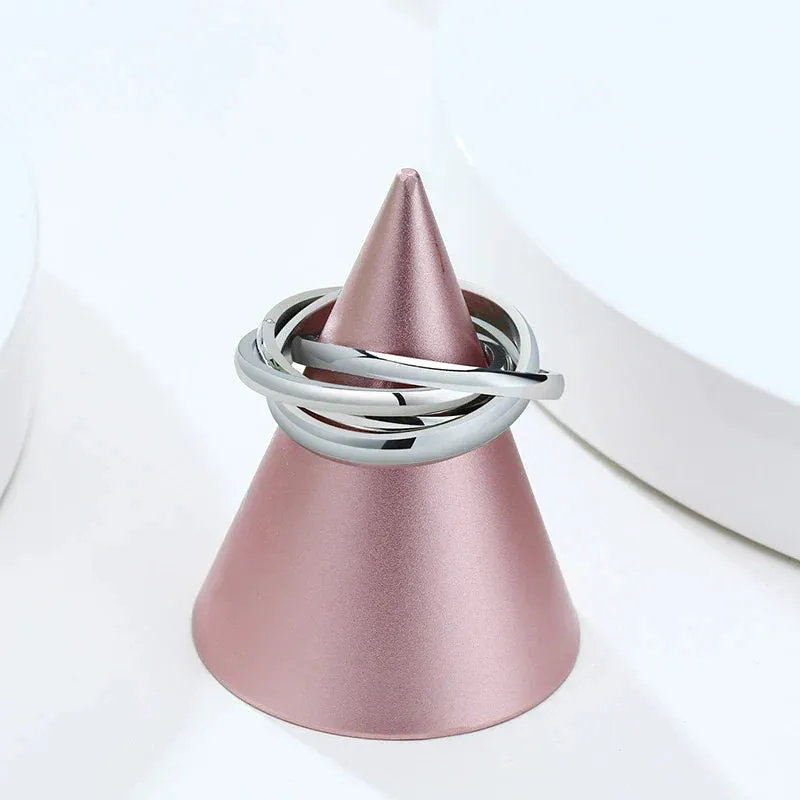3 Rounds Love Ring Sets Women Stainless Steel Wedding Engagement Female Finger Jewelry