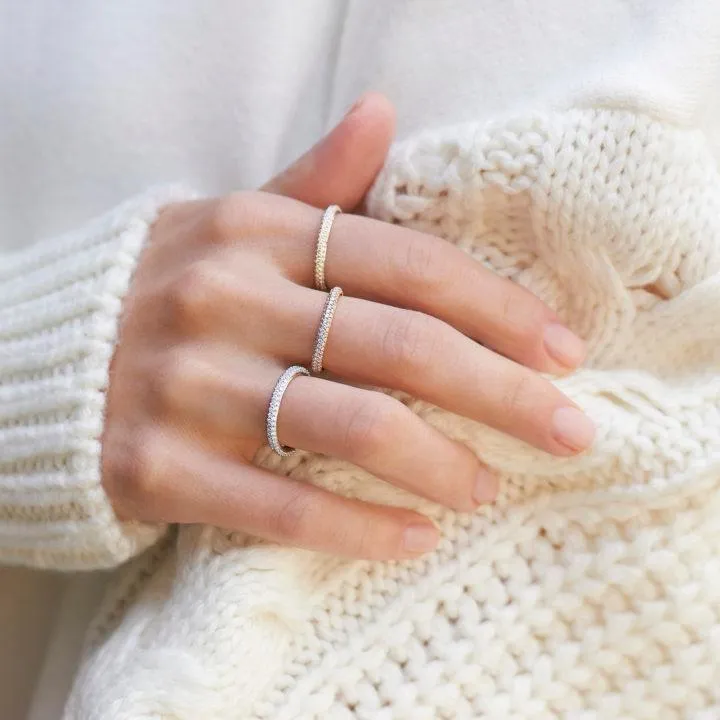3-Row Ring with Pavé Diamonds
