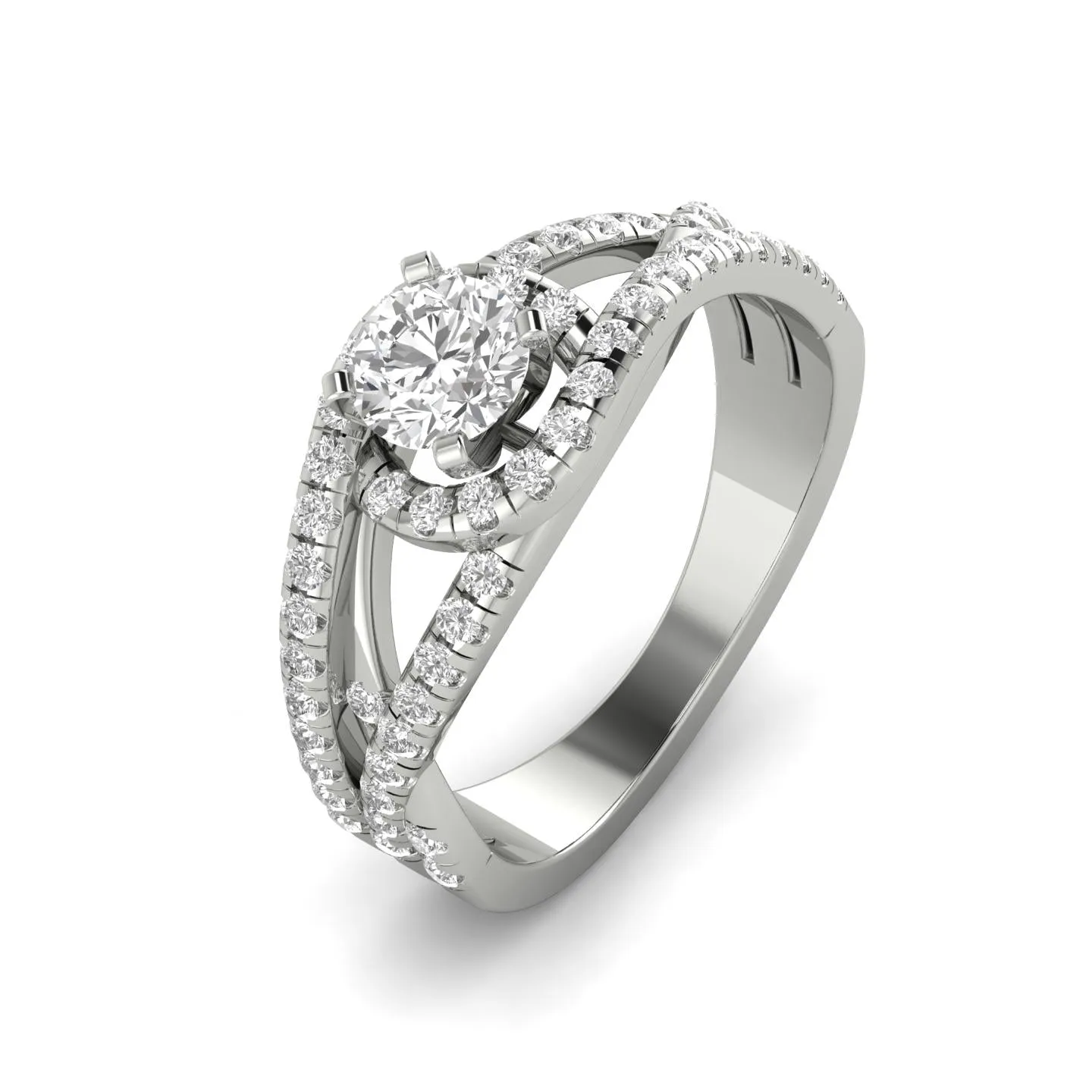 3/4 Carat TW Diamond Halo Engagement Ring in 10k White Gold (J-K, I2-I3)