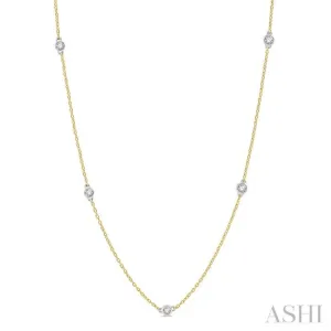 3/4 ctw Round Cut Diamond Fashion Necklace in 14K Yellow and White Gold
