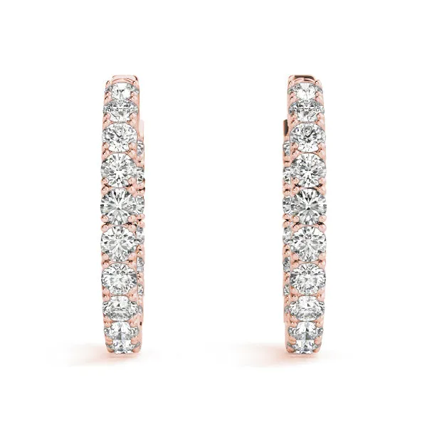 4 Ct - 9 Ct Diamond Inside Outside Hoops W/ Vault Lock 14k White Gold Lab Grown (G-H, VS)