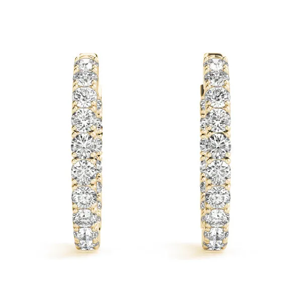 4 Ct - 9 Ct Diamond Inside Outside Hoops W/ Vault Lock 14k White Gold Lab Grown (G-H, VS)