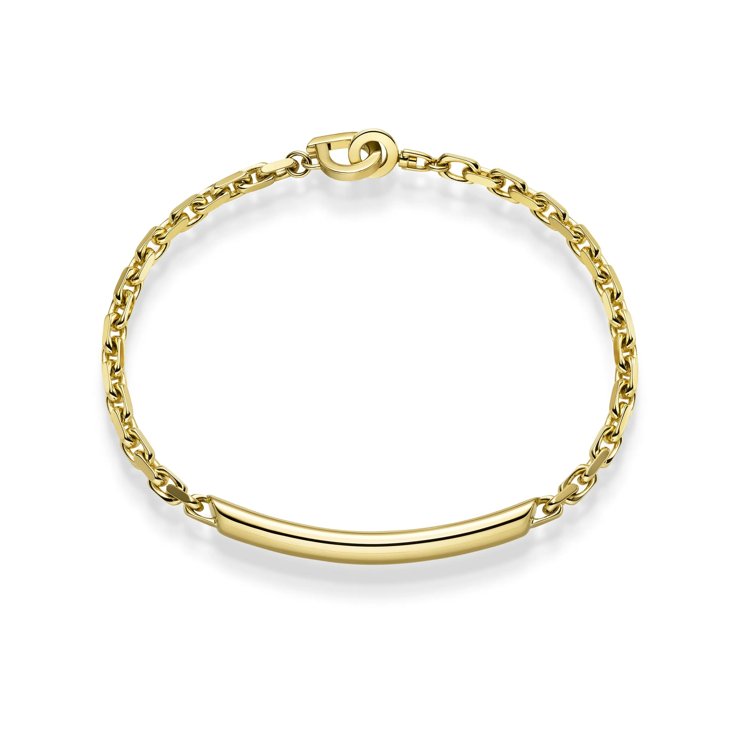 400051 18KT YG Classic Round ID Bracelet, 17cm