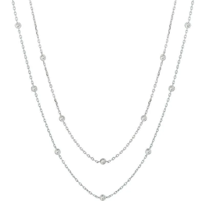 4.30 Carat Diamond by the Yard Necklace G SI 14K White Gold