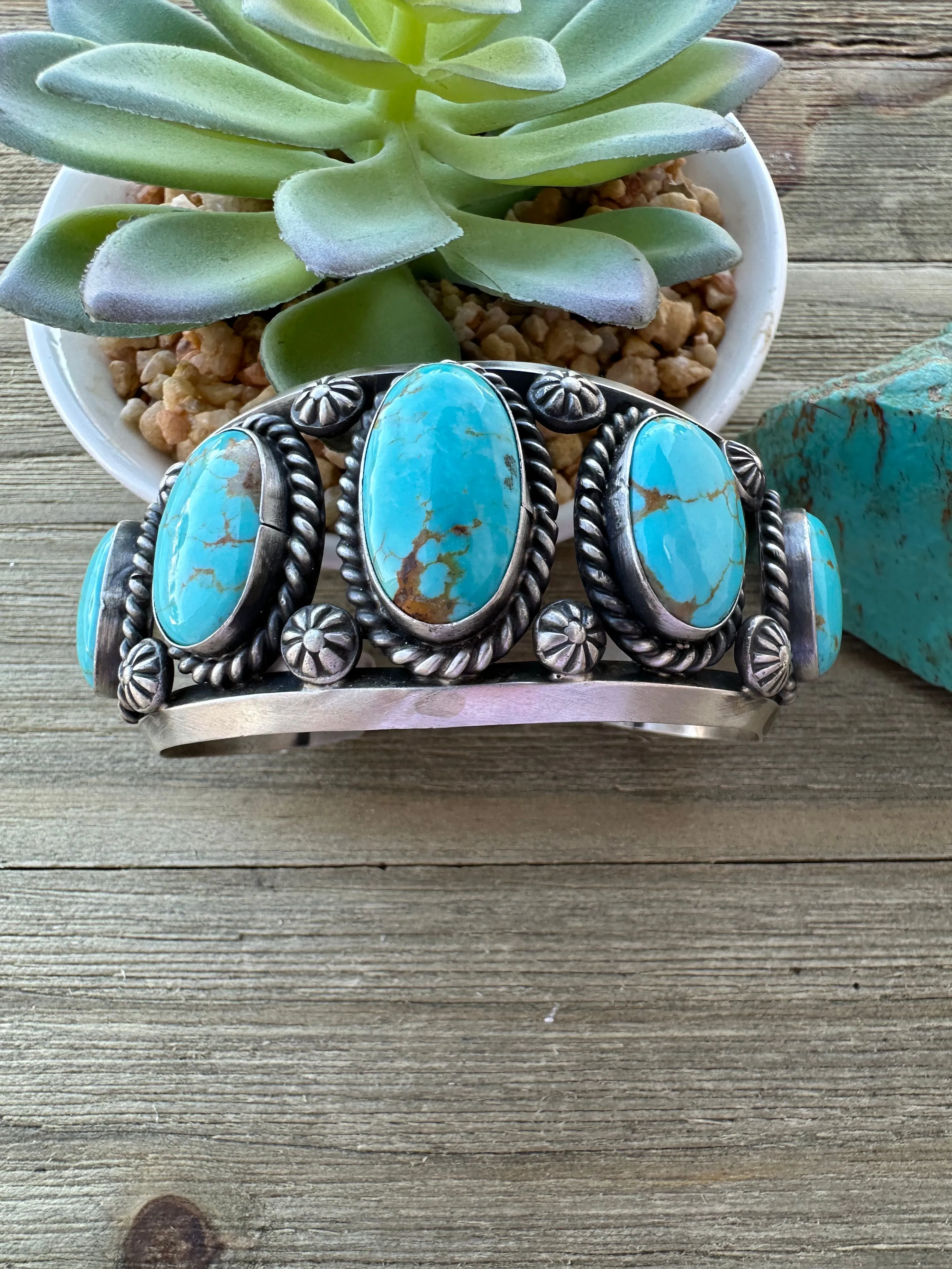 5 Stone Kingman Turquoise Cuff