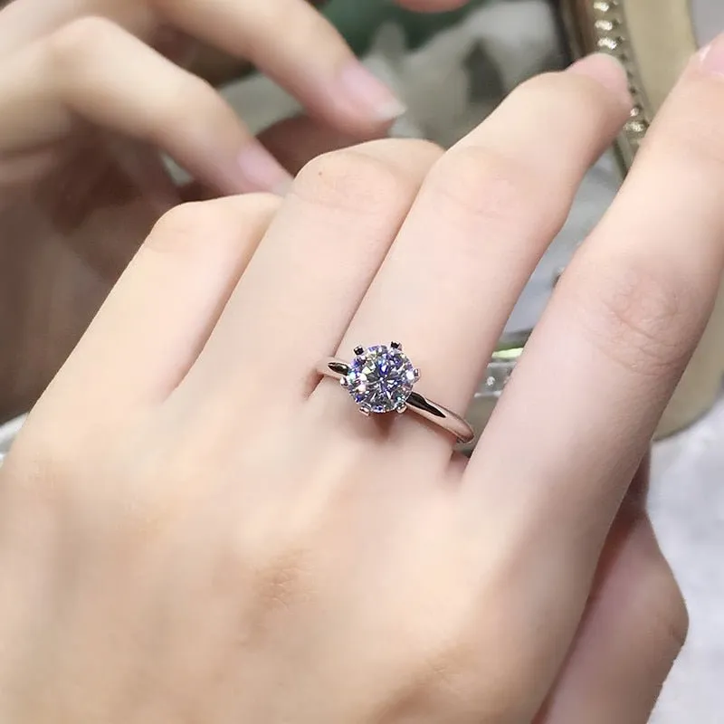 5ct Round Mossanite Wedding Ring For Women Bridal Engagement Jewelry
