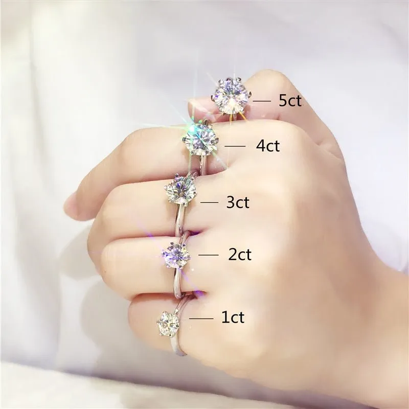 5ct Round Mossanite Wedding Ring For Women Bridal Engagement Jewelry