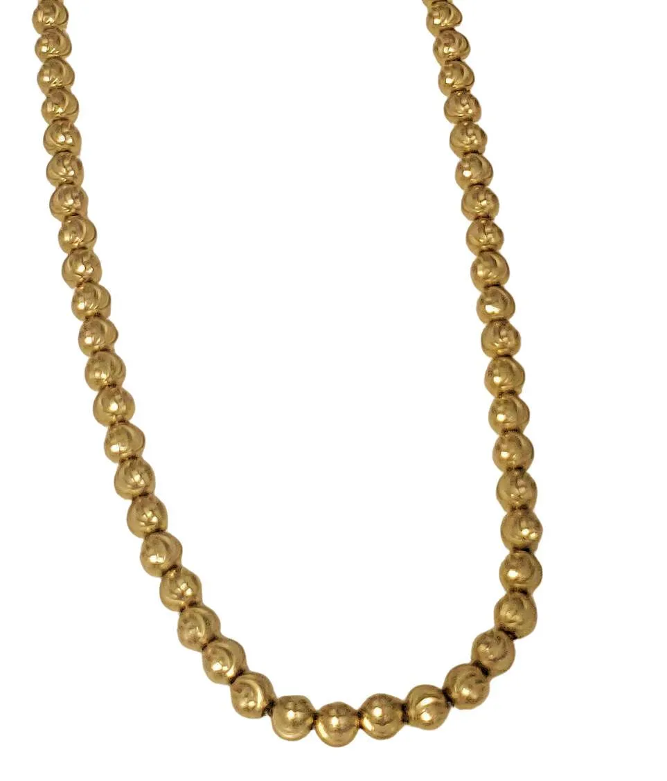 5mm Bead Dog Tag Chain Necklace Diamond Cut 10k Italian Yellow Gold 24 1/2"