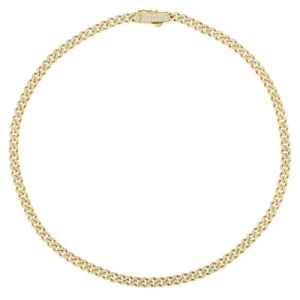 7.00 Carat Natural Diamond Link Necklace 14K Yellow Gold L 18'' W 1/5'' 37 Gr