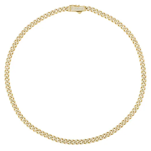 7.00 Carat Natural Diamond Link Necklace 14K Yellow Gold L 18'' W 1/5'' 37 Gr