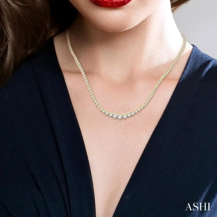 7.00 ctw Riviera Round Cut Diamond Necklace in 14K Yellow Gold