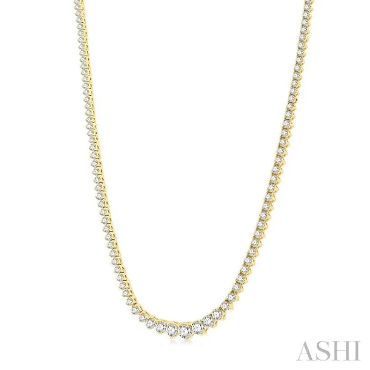 7.00 ctw Riviera Round Cut Diamond Necklace in 14K Yellow Gold