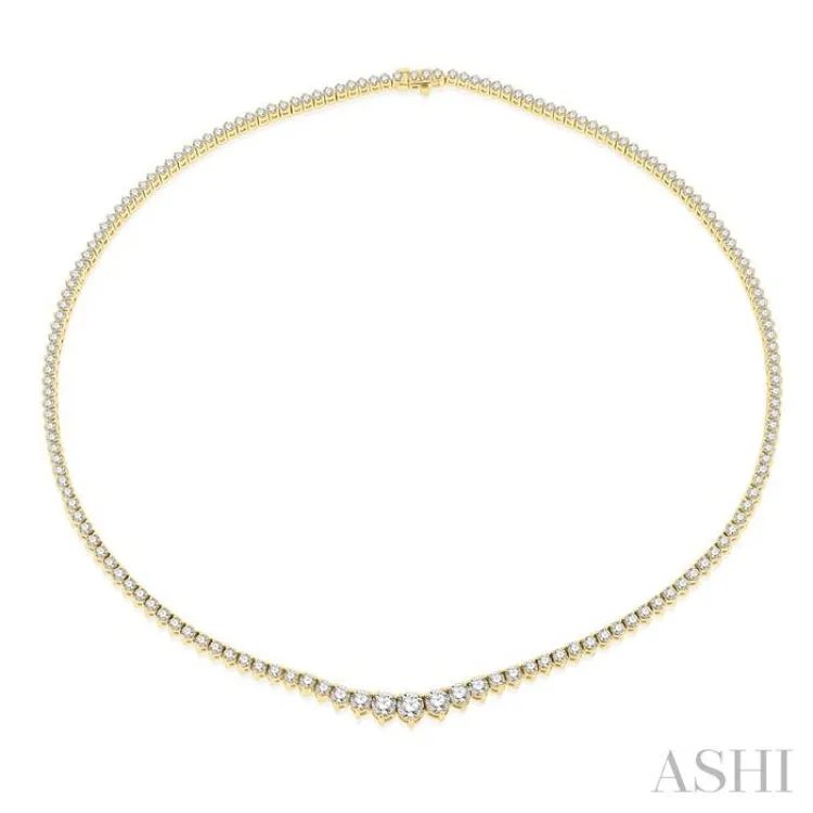 7.00 ctw Riviera Round Cut Diamond Necklace in 14K Yellow Gold