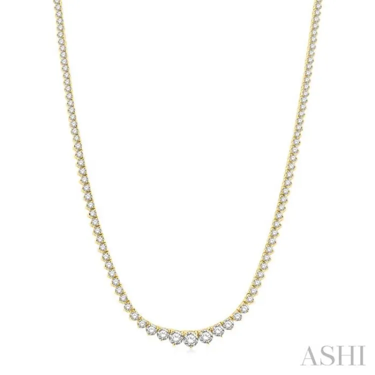 7.00 ctw Riviera Round Cut Diamond Necklace in 14K Yellow Gold
