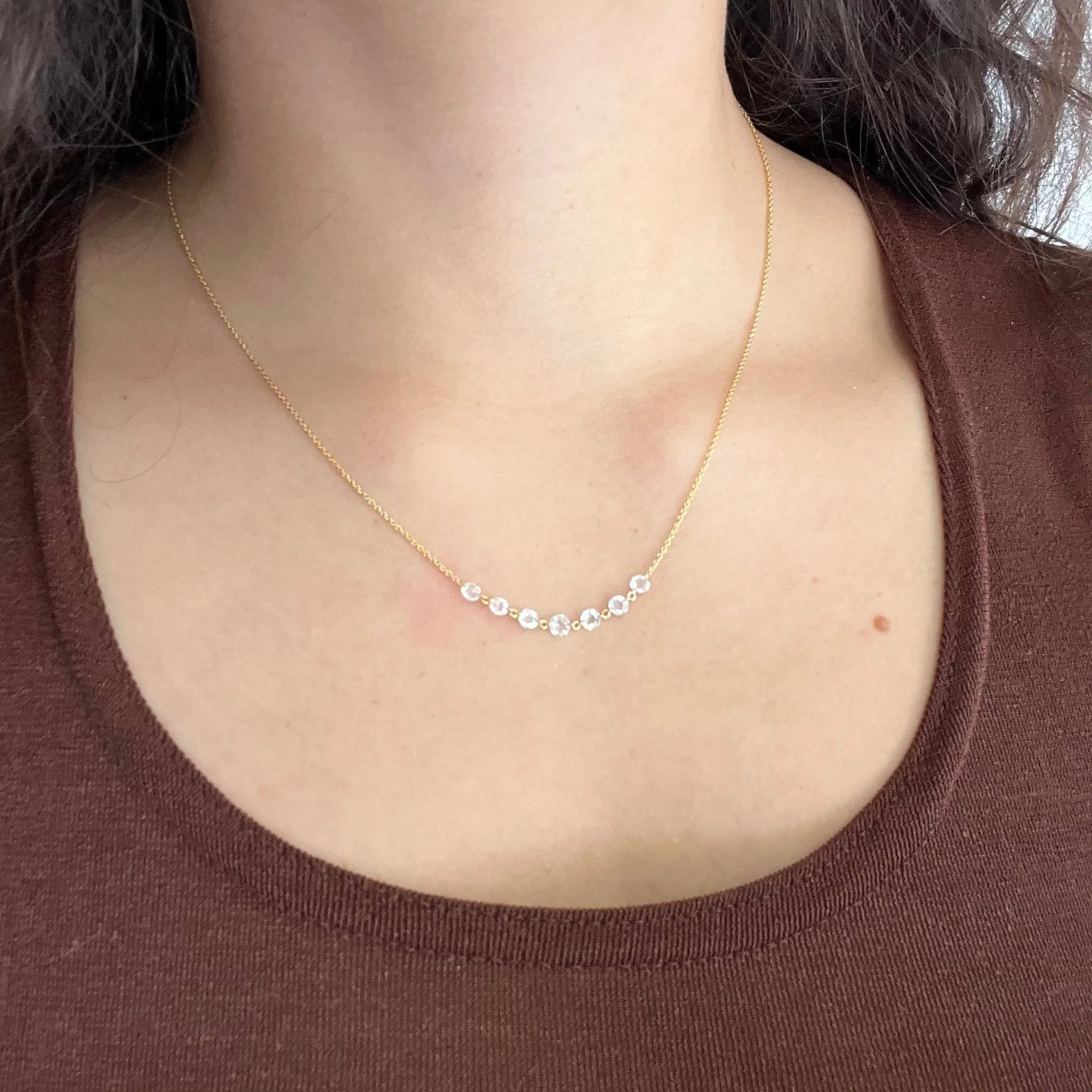 .72ctw Rose Cut Diamond Pierced Station Necklace