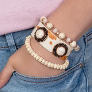 74748 - Animal Print Stacked Bracelets - Ivory
