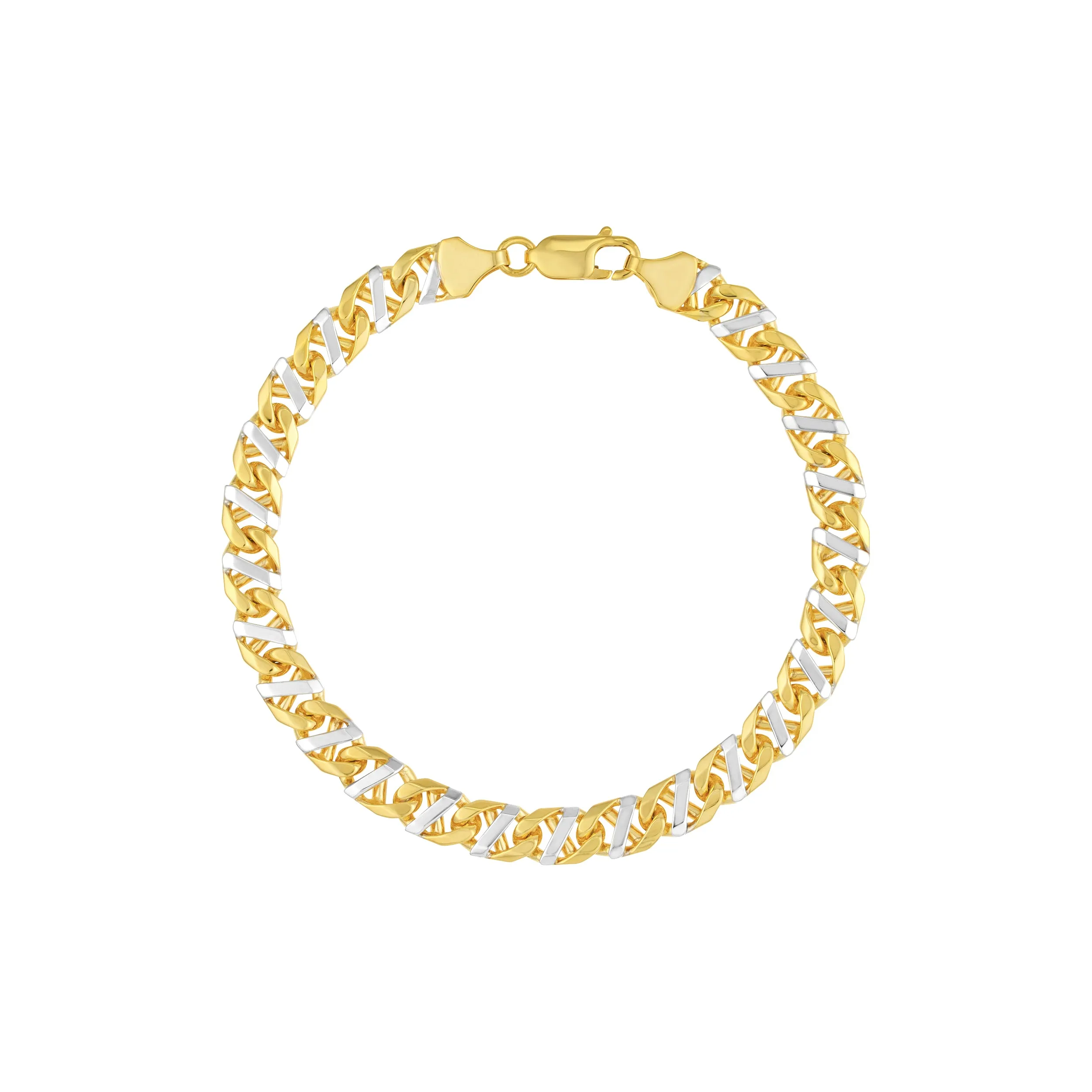 7mm Two-Tone Mens Mariner Chain Bracelet