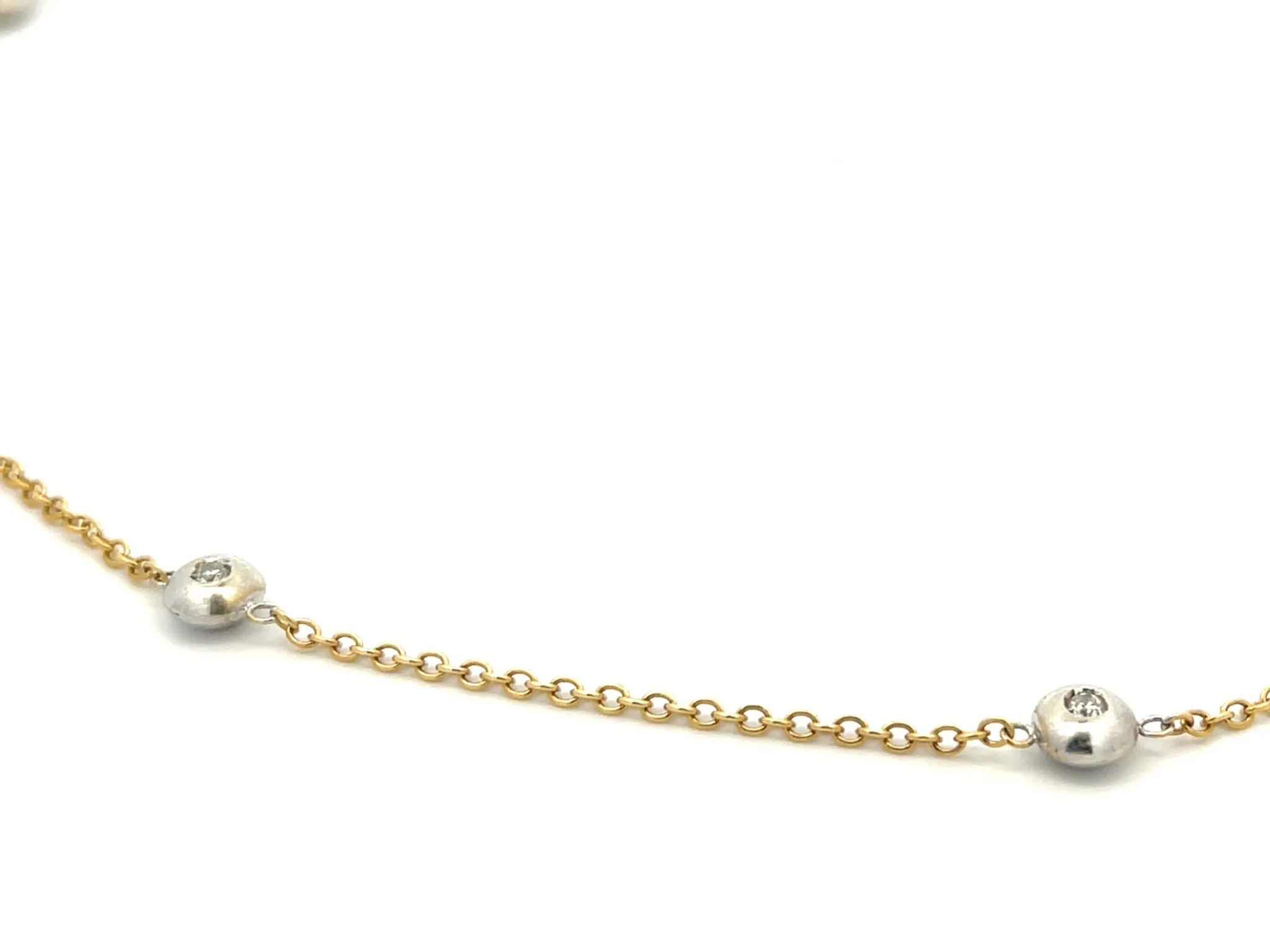 8 Diamond Circles Chain Necklace in 18k Yellow and White Gold
