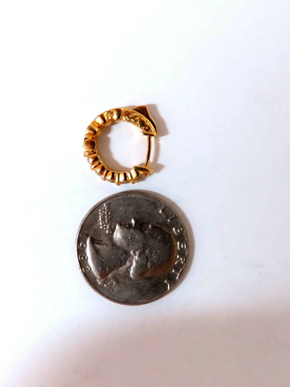 .88ct Natural Round Diamond mini hoop earrings 14kt yellow gold Dime
