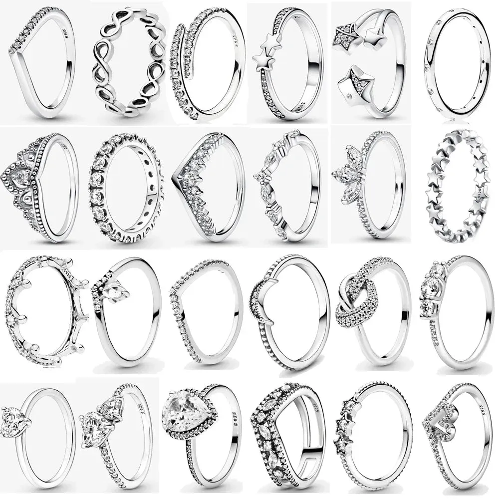 925 Silver Stackable Love Heart Crown Ring For Women Original Silver 925 Rings Brand Jewelry Gift
