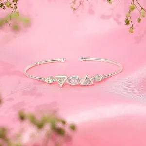 925 Sterling Silver Triangle Cut CZ Stone Cuff Bracelet