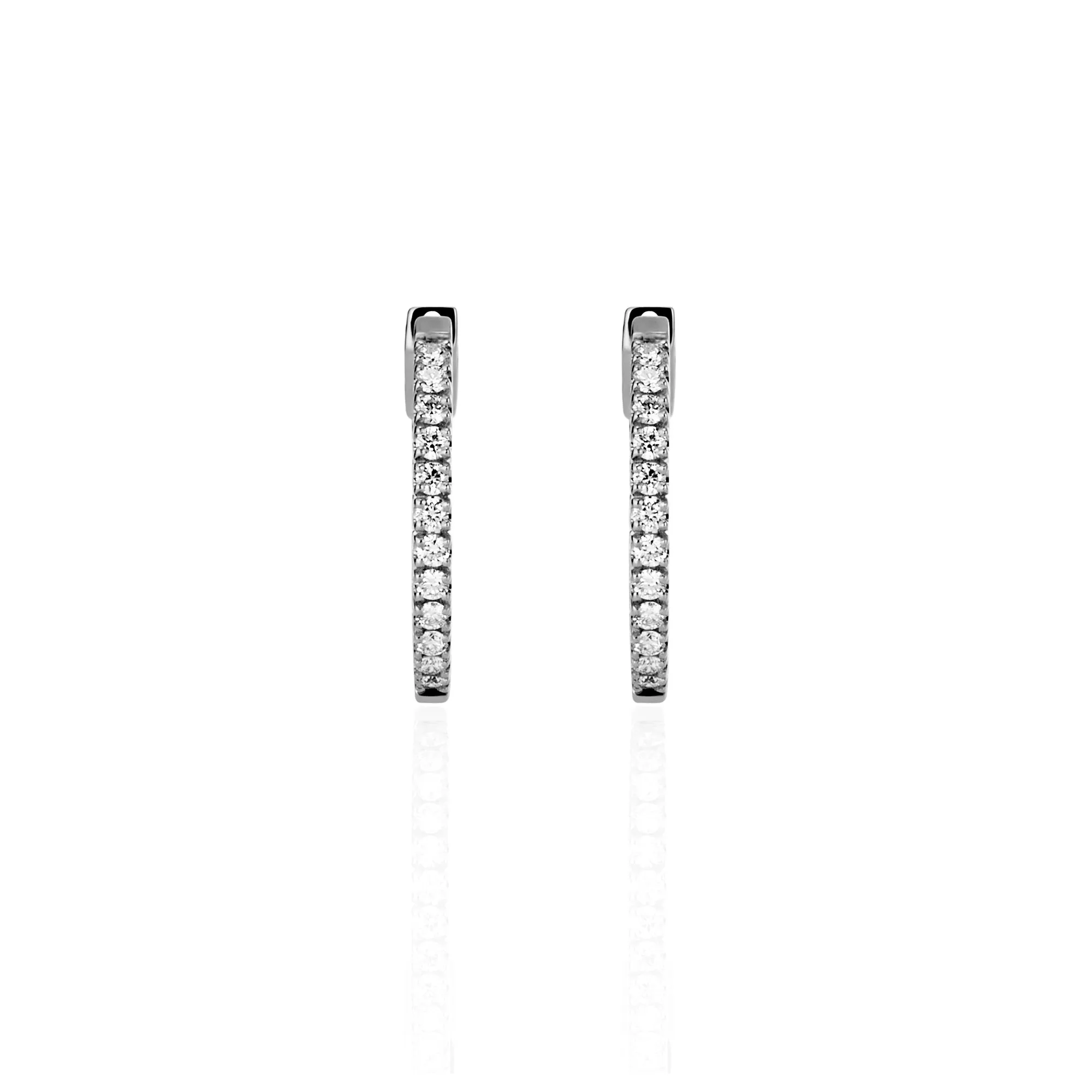 9ct White Gold Inside/Outside Lab Grown Diamond Hoop Earrings TDW= 0.50ct