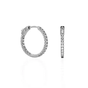 9ct White Gold Inside/Outside Lab Grown Diamond Hoop Earrings TDW= 0.50ct