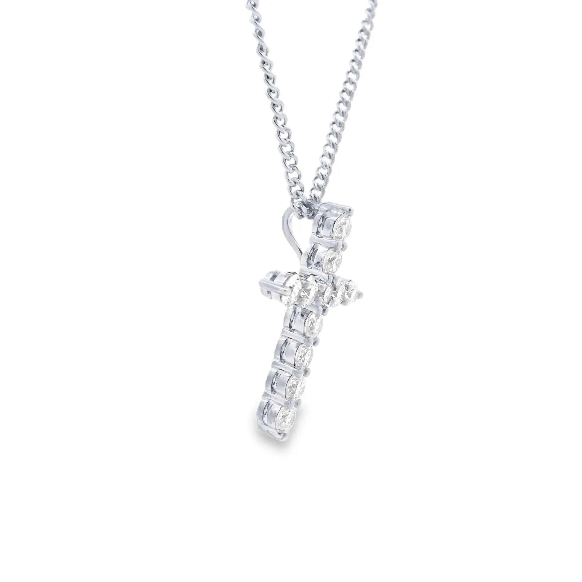 9ct White Gold Lab Grown Diamond Cross Pendant TDW= 1.25ct