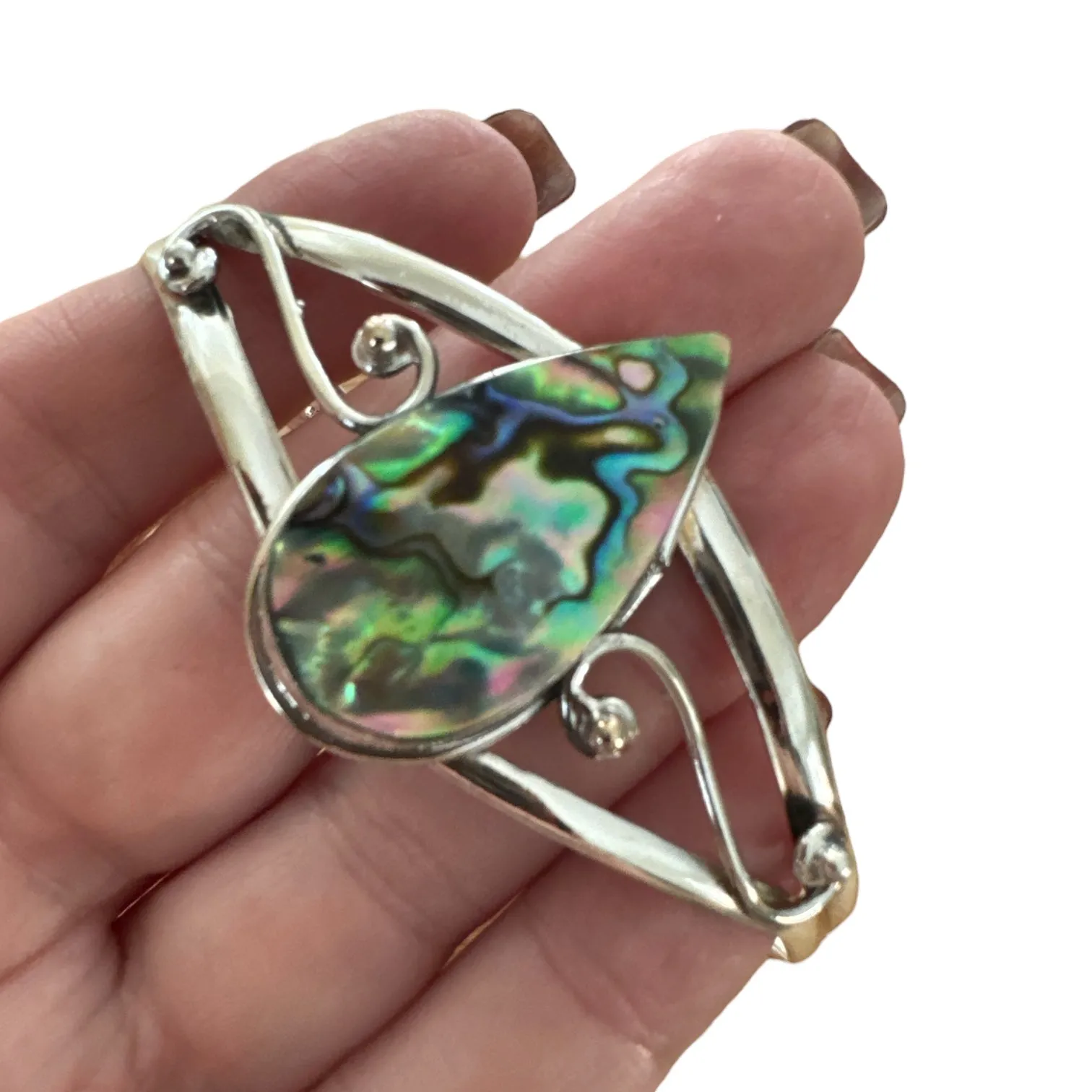 Abalone Solid 925 Sterling Silver Cuff Bracelet