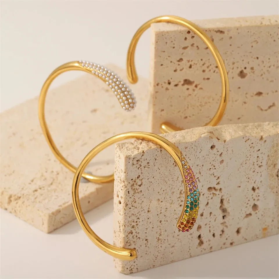 Accented Classy Bangle Cuff Bracelets