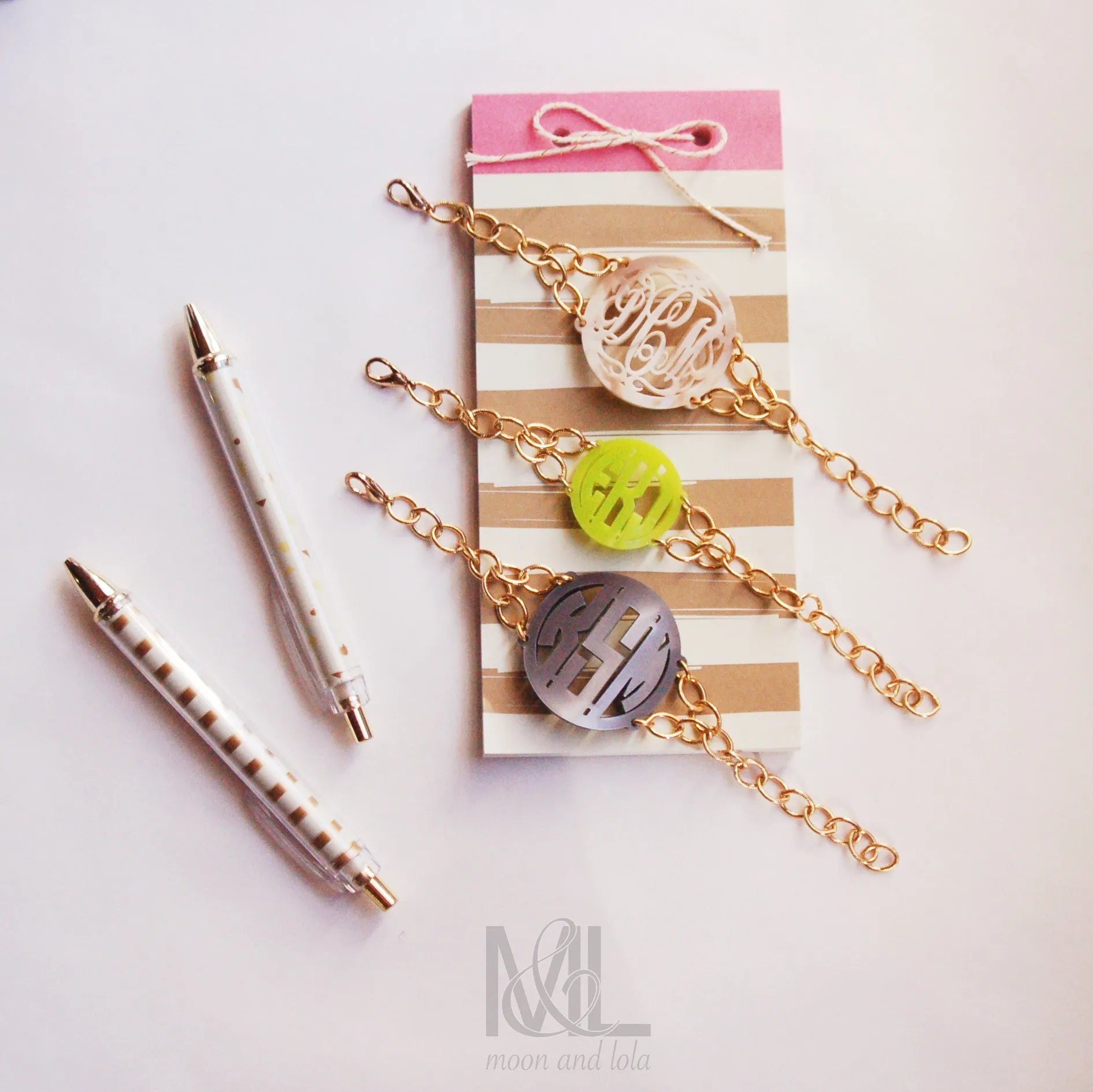 Acrylic Isobel Block Monogram Bracelet by Moon & Lola