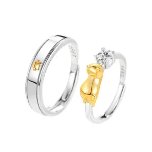 Adorable Kitten & Paw Matching Rings