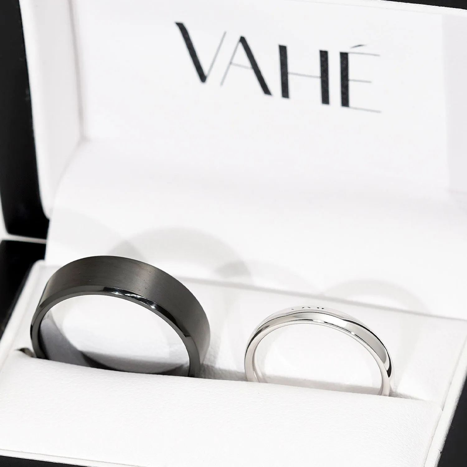 AIDEN | Flat Bevelled Edge Ring & LILY | Classic Quarter Domed Ring