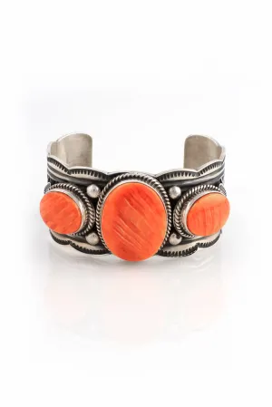 Albert Jake Women’s Orange Spiny Shell Cuff Bracelet