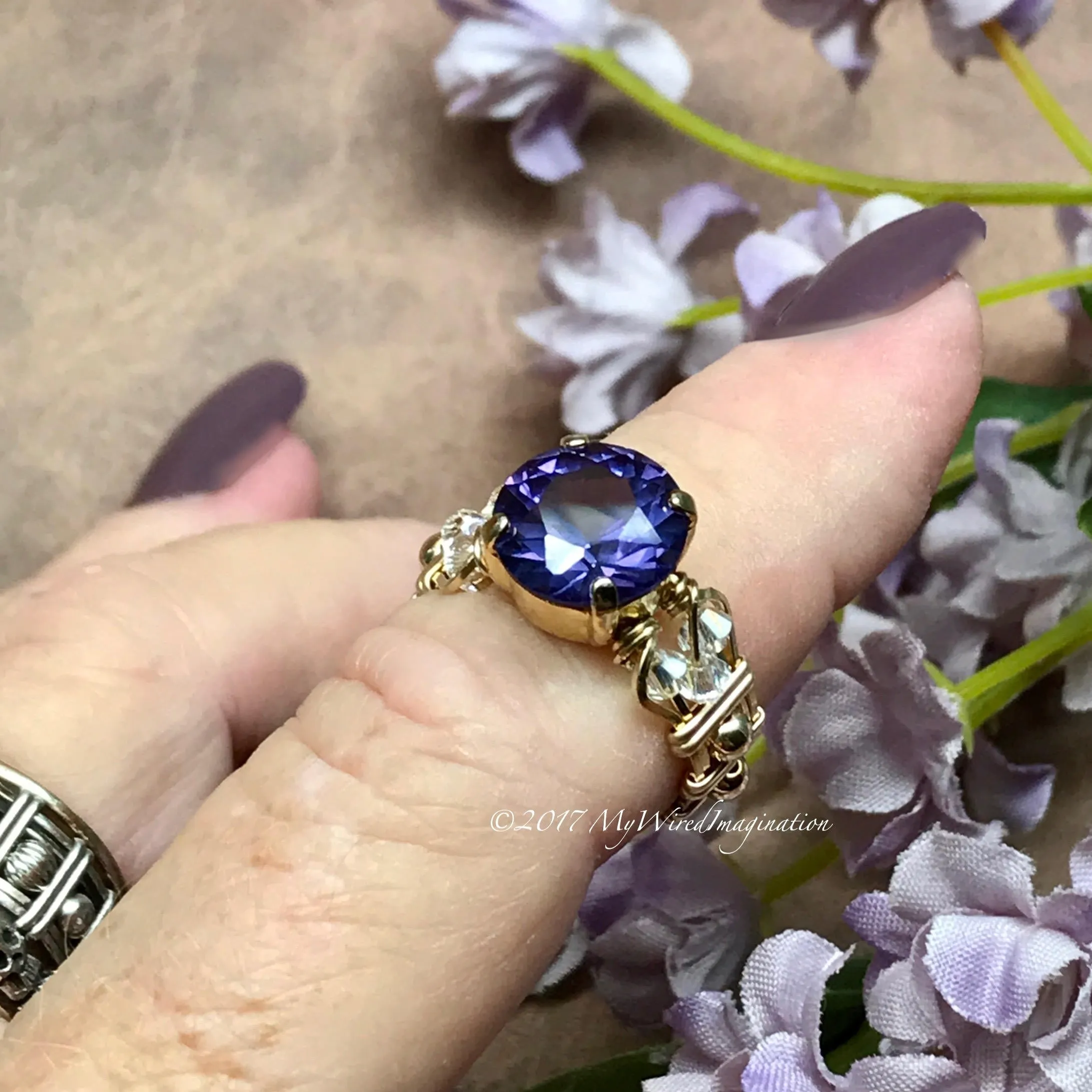 Alexandrite, Color Change Gemstone, Handmade Ring in 14k GF, US Size 5.5