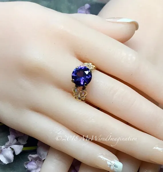 Alexandrite, Color Change Gemstone, Handmade Ring in 14k GF, US Size 5.5