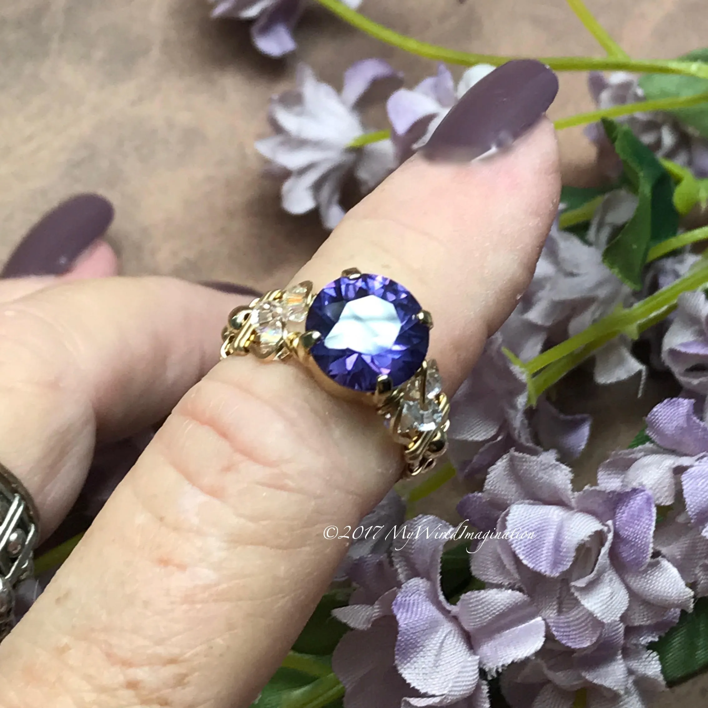 Alexandrite, Color Change Gemstone, Handmade Ring in 14k GF, US Size 5.5