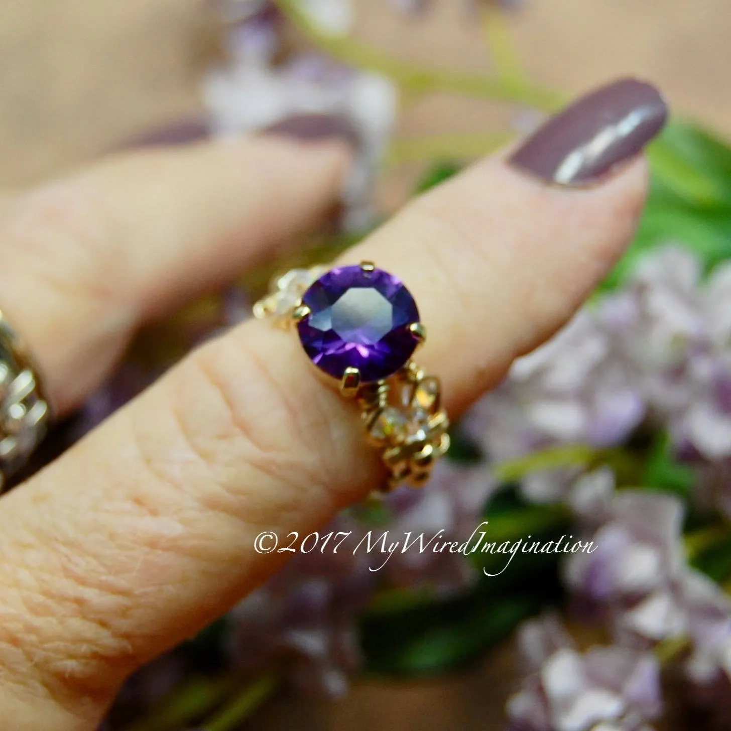 Alexandrite, Color Change Gemstone, Handmade Ring in 14k GF, US Size 5.5