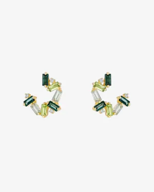 Amalfi Burst Green Mix Sideways Mini Hoops
