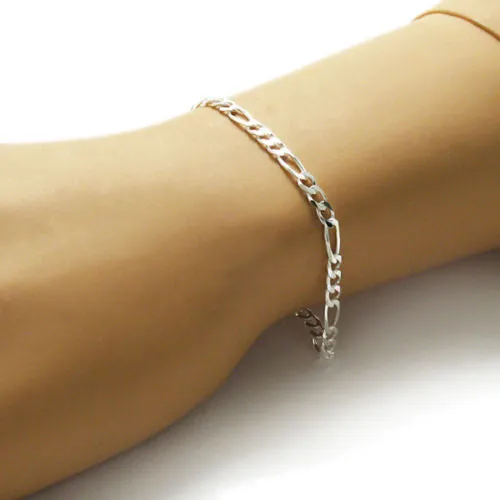 Amazing Sterling Silver Figaro Link Chain Bracelet - Available in 7" and 8" lengths