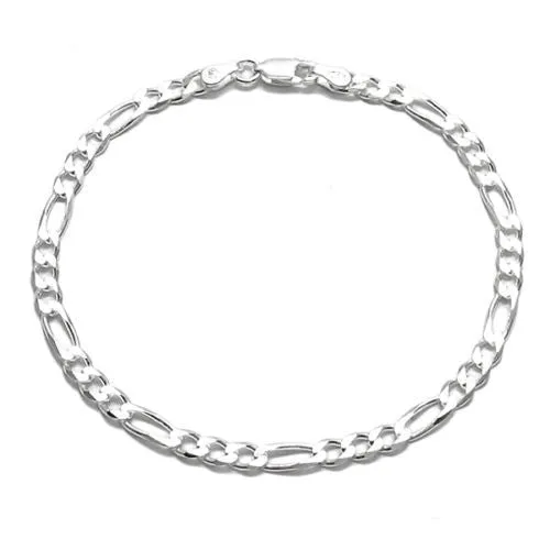 Amazing Sterling Silver Figaro Link Chain Bracelet - Available in 7" and 8" lengths