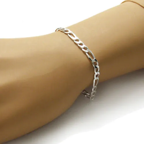 Amazing Sterling Silver Figaro Link Chain Bracelet - Available in 7" and 8" lengths