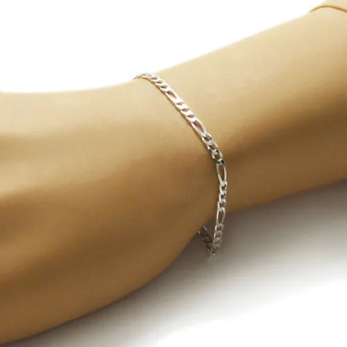 Amazing Sterling Silver Figaro Link Chain Bracelet - Available in 7" and 8" lengths