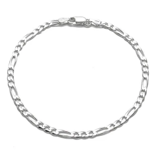 Amazing Sterling Silver Figaro Link Chain Bracelet - Available in 7" and 8" lengths
