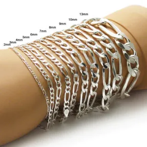 Amazing Sterling Silver Figaro Link Chain Bracelet - Available in 7" and 8" lengths